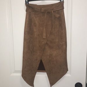 VICI Collection Camel Suede Skirt